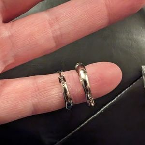 Raw diamond hoop clasp earrings in sterling silver.